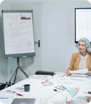 woman in a meeting with presentations